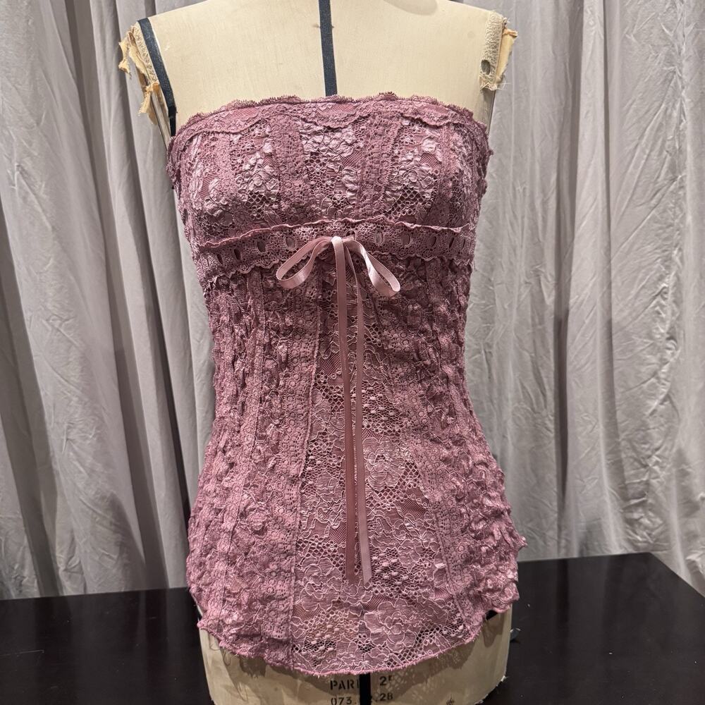 Ann Ferriday Vintage Strapless Stretch Pucker Lace Corset Top Unworn Stock! S
